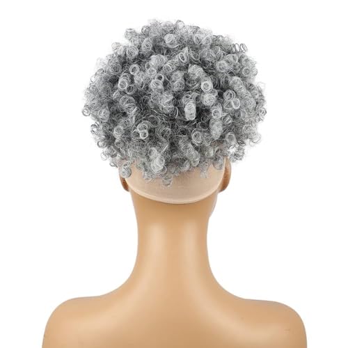 Drawstring Ponytail with Bangs Afro Puff Ponytail Extensions for Women Short Curly Puff Ponytail with Bangs Clip in Wrap Updo Hairpiece for Women (T-gray)… - color: T-gray
