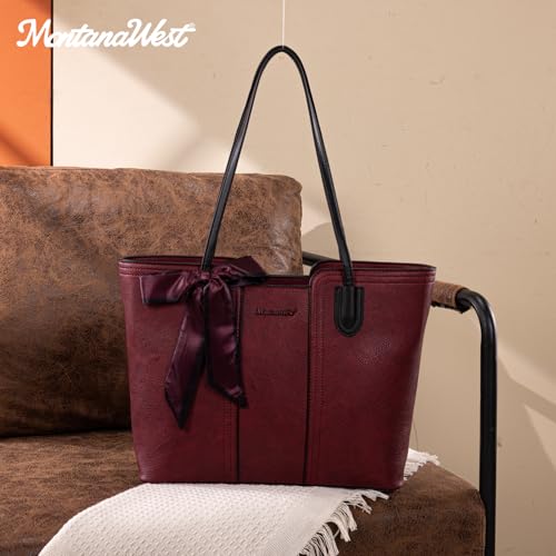 Montana West Tote Bags for Women Top Handle Satchel Purses - color: Dahila Red