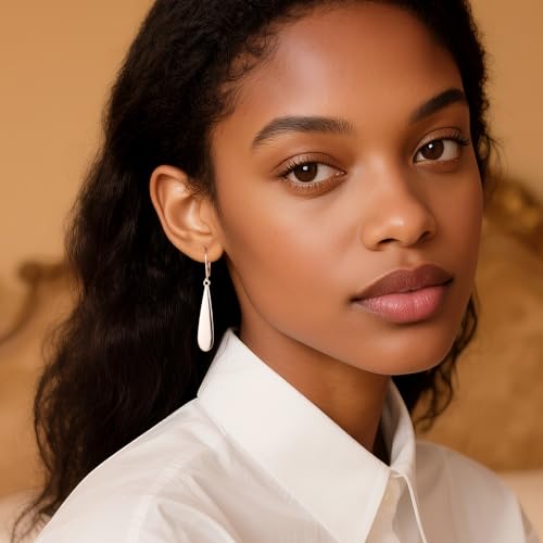 Silver Long Teardrop Dangle Earrings for Women, 14K Gold Plated Hypoallergenic Drop Leverback Earrings, Trendy Long Teardrop Dangle Earings for Jewelry Gifts - color: A-Silver