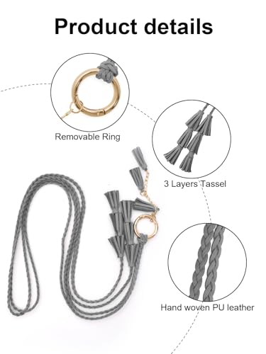 TeeYee Women Girls Multi Colors Braided Waist Tie Belt/Rope/Chain with Tassel Fringe Wrap Cloth Belts for Ladies Dress Pants - color: 286grey