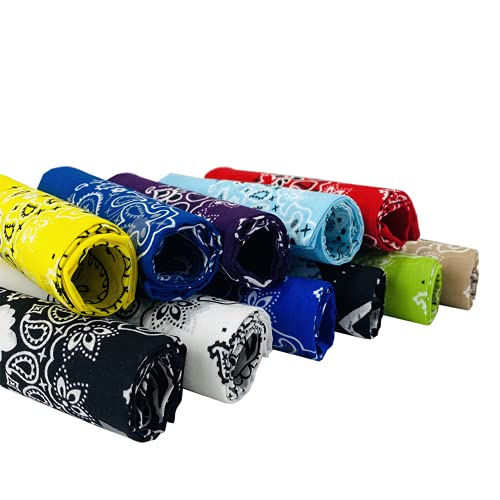 6 Pack 12 Pack Bandanas 2 Sides Printed 22inch Unisex Cowboy Kerchiefs - color: Yellow-6 Pack