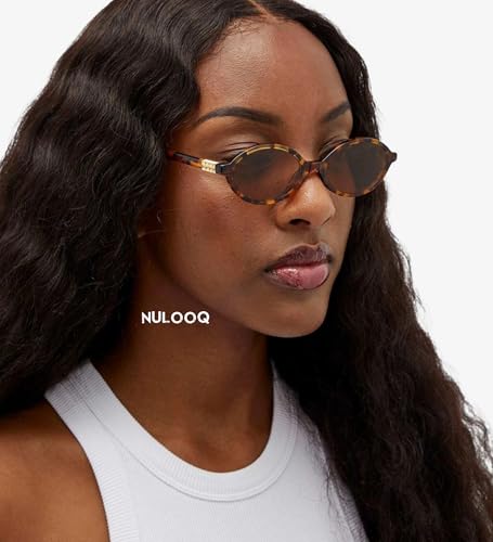 NULOOQ Retro Oval Sunglasses for Women 90s Trendy Vintage Small Round Sunnies Shades - color: A3* (Tortoise/Brown + Light Brown/Light Brown) - 2 Pack