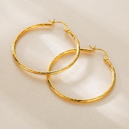 Hoop Earring for Women, Large Earrings, Radiant Earrings for Women, Eye-catching Thin Earring large hoops (gold)