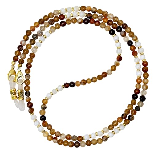 Damanse Beaded Glasses Chain,Eyeglass & Sunglass Strap For Women Stylish - color: Coffee Agate-shellwork