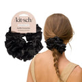 Kitsch Recycled Satin Ruffle Scrunchie – Gentle Hair Scrunchie for Women, Eco-Friendly Hair Tie No Damage, Stylish Ponytail Holder | Ideal Gifts for Women - Black - color: Black Ruffle