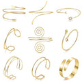 9Pcs Arm Cuff Bracelets Gold Upper Arm Cuff for Women Adjustable Upper Arm Bangle Bracelet Minimalist Irregular Arm Bangle Armband Coil Swirl Armlets Armband Jewelry Set - color: Gold A