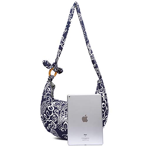 Women Hippie Crossbody Bag cloth boho Sling Bag Canvas Bohemian Hobo Hand Bags - color: Blue
