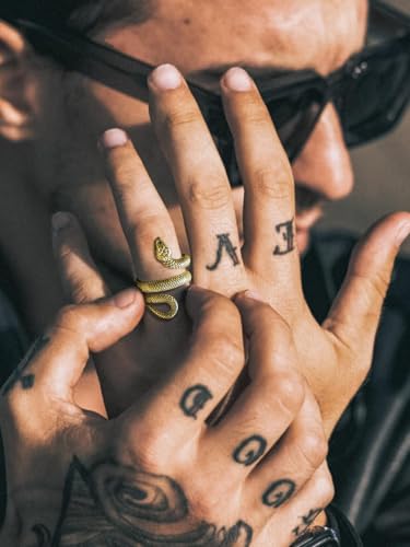 Stainless Steel/18K Gold Plated/Black Snake Ring for Men Women Size 7-12 Serpent Reptile Rings Punk Gothic Jewelry(with Gift Box) - color: 02-Gold Plated