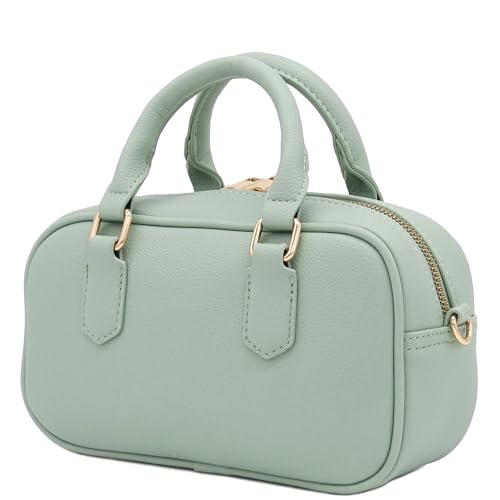 FashionPuzzle Mini PU Leather Satchel Purse Top Handle Crossbody Bag - color: Mint