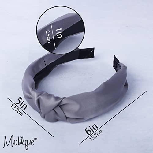 Satin Knot Headband for Women (Grey) - color: Grey