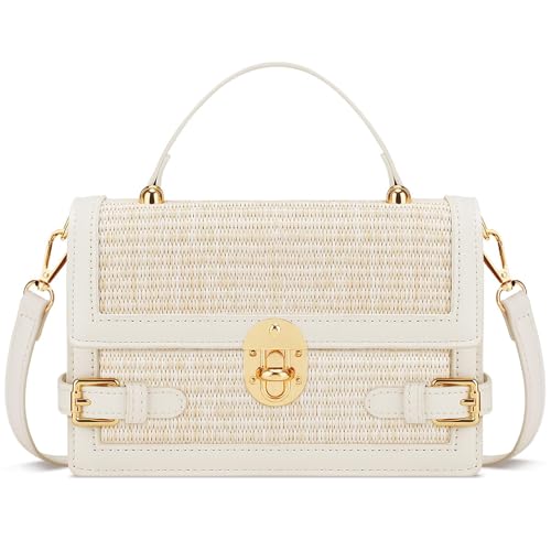 KKXIU Straw Purses for Women – Summer Beach Shoulder Purse & Clutch Handbag, Woven Crossbody Bags for Women - color: Beige