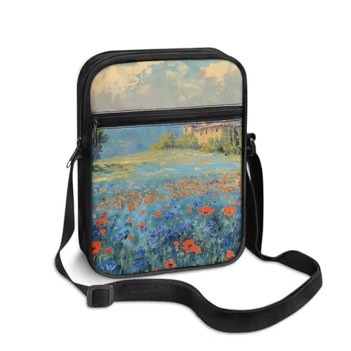 Womens Crossbody Bag Cell Phone Purse Wallet Small Shoulder Handbag for Workout Travel Gym - color: Flower Painting