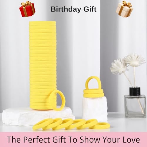 LuSeren 120 Pcs Yellow Hair Ties for Women, No Damage Soft Seamless Nylon Hair Elastics for Thick Hair, Ponytail Holders, Solid Yellow Hair Accessories - color: Yellow