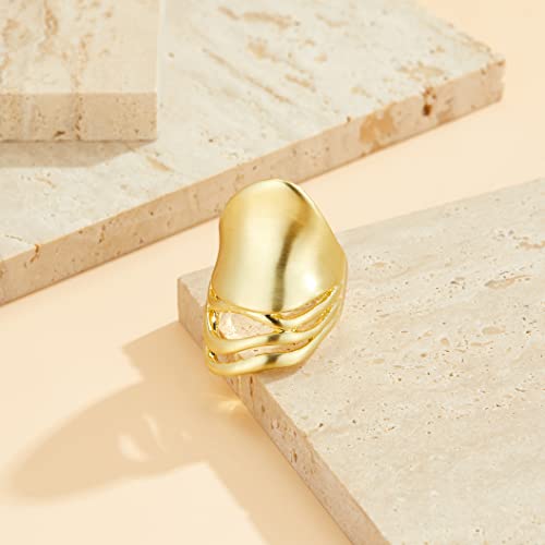 Chunky Rings for Women Gold and Silver Statement Rings Mask Dome Gold Plated Fashion Band Ring Cocktail Costume Jewelry Gift - style: Mask Gold