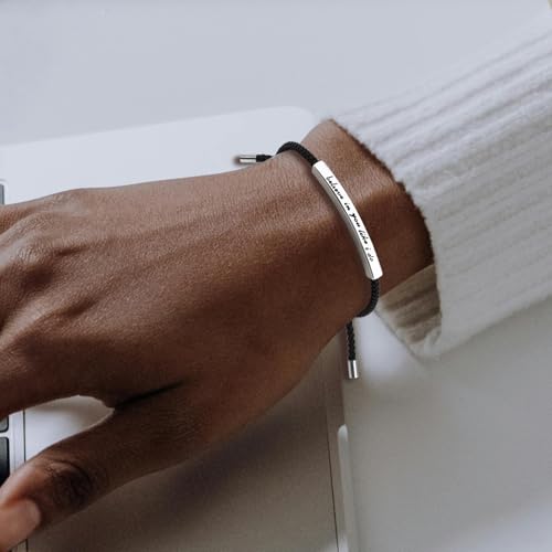 LINY Inspirational Gifts for Women Men, Dont Let The Hard Days Win Gifts, Motivational Inspirational Tube Bracelets Friendship Birthday Meaningful Gift for Friends Female - color: Believe in you like i do Black+Sliver
