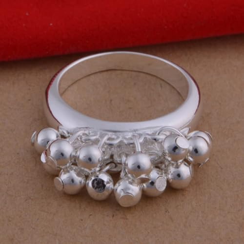 Fashion Dainty Women's S925 Sterling Silver Tassel Grape Dangle Drop Statement Band Ring