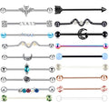 Suotarn 14G Industrial Piercing Jewelry For Women Men Stainless Steel 38 Industrial Barbell Long Cartilage Helix Conch Earrings Stud 14G Gauges Industrial Jewelry Butterfly Heart Cool 7-18pcs - color: mix 18pcs