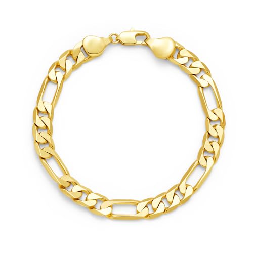 14K Gold Bracelets for Women & Men Trendy Dainty 7mm Figaro Bracelet for Men Hypoallergenic Gold Chain Bracelet for Women Jewelry Gifts - color: 14K Gold Figaro Bracelet-7.5