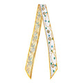 JERLA 100% Mulberry silk Scarf bag scarf Head Hair Ribbon Handbag Handle wrap Tie Bundle Neckerchief Scarf for women - color: Bellwort Yellow and White