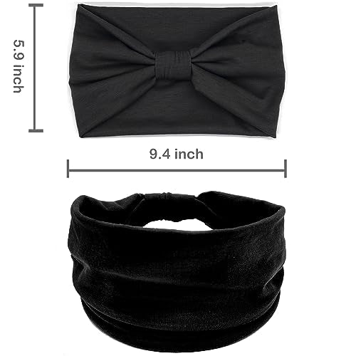 IVARYSS Wide Headbands for Women, Black Knotted Head Wraps Turbans, Large African Style Head Bands Hair Accessories, 6 Pack - color: Black Color