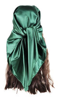 vabovin Satin Head Scarf for Women Solid Color, 35×35 in | Silk Feel Neckerchief, Hair Scarf, Fashion Bandana, Headscarf, Headband, Hair Wrap Sleeping, Daily Fashion Styling - color: 230 Moss Green