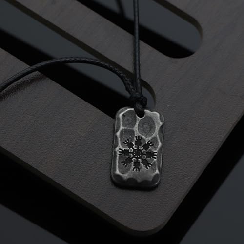 Ankiyabe Stainless Steel Norse Viking Rune Pendant with Adjustable Braided Rope Good Luck/Love/Strenght/Health Viking Symbol Necklace for Men Women - color: AEGISHJALMUR