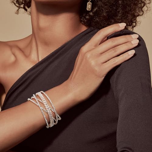 Rhinestone Bracelet for Women MultiLayer Crystal Cuff Bracelet Strand Layered Bracelet - color: Gold 4