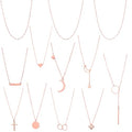Starain 12Pcs Layered Choker Necklace Fashion Multilayer Chain Necklace Simple Gold Necklace Set for Women - color: 12Pcs Rose Gold Necklace Set