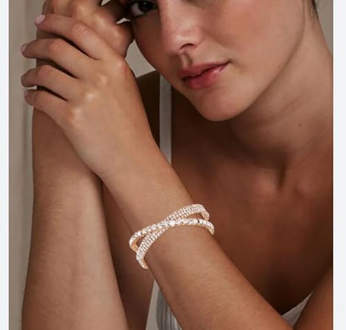 Rhinestone Bracelet for Women MultiLayer Crystal Cuff Bracelet Strand Layered Bracelet - color: Gold 8