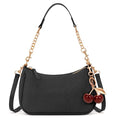 Small Shoulder Bags for Women Y2k Cute Shoulder Purse with Cherry Pendant Trendy Designer Handbag for Daily - color: A02-black