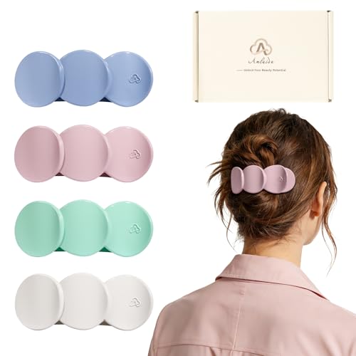 Medium Flat Hair Clips for Women, French Claw Clips Strong Hold for Thick & Thin Hair, Duckbill Hair Clips Non Slip for Driving Yoga - White, Pink, Purple, Green, 4pcs - color: White, Pink, Purple, Green