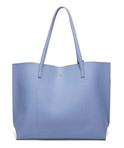 Dreubea Women's Soft Faux Leather Tote Shoulder Bag from, Big Capacity Tassel Handbag - color: Blue