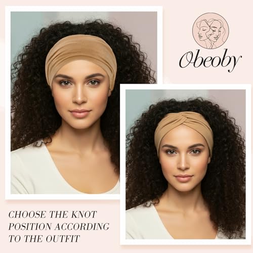 obeoby 6 Inch Cotton Wide Headbands for Work,Daily Life, Boho Outfits, Large African Hair Wrap 6 Pack Non Slip Turban Hair Bands - color: Bright color series