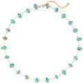 Created Turquoise Necklace for Women 14K Gold Plated Beaded Heart Choker Boho Necklaces Handmade Beach Summer Everyday Western Jewelry Gifts - color: Gold Chain, style: Irregular