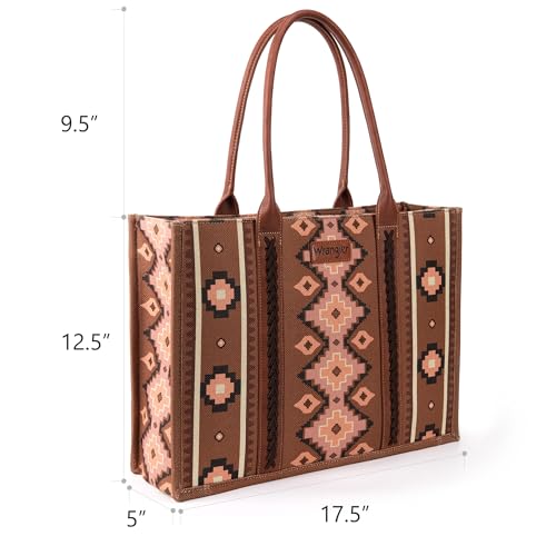 Wrangler Tote Bag for Women Western Purse and Aztec Satchel Handbag - color: Angel Diamond Oakwood