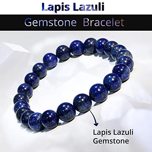ANAYA AGATE Healing Crystal Bracelet for Women and Men – 8mm Round Beaded Bracelet for Men and Women – Unisex Stretchy Gemstone Bracelet for Healing and Protection - color: Lapis Lazuli