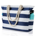 Clothirily Beach Bag for Women - Large Beach Tote Bag, Waterproof Sandproof Beach Bag with Zipper, Large Swim Pool Beach Tote - color: Navy Blue