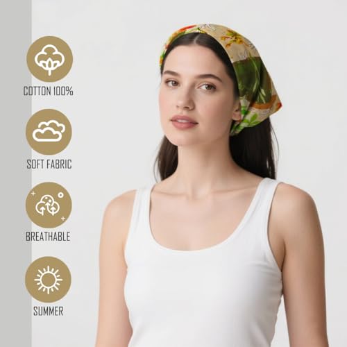Large Cotton Bandana Lightweight Head Hair Scarf Headbands Wraps Cover Handkerchiefs for Women Men 25 x 25 inch - color: Rt25
