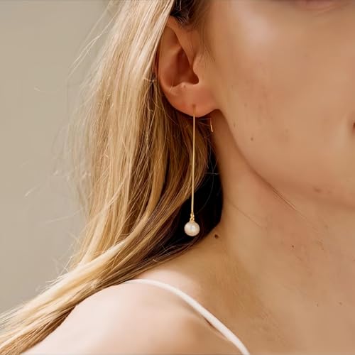 Gold Dangling Earrings for Women，Cuff earrings Chain Hoop Helix Hook Earrings for Women Unique Huggie earrings Trendy Stud ear chain 2025 Jewelry Gifts - color: gold drop