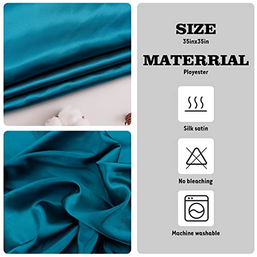 NZKNP Silk-Like Head Scarf - Women's Bandana Wraps - color: 16-turquoise, size: 35"*35"