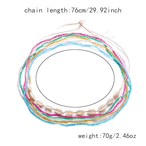Boho Waist Beads Chains Set Colorful Summer African Belly Chain Elastic Waist Beads for Weight Loss Body Chains Bikini Beads Jewelry for Women - color: ColorsA 6pcs