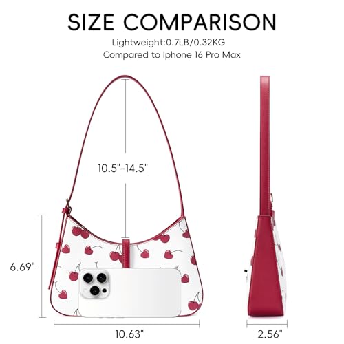 CLUCI Shoulder Bag for Women, Cherry Purses for Women, Cherries Handbag Hobo Bags Vegan Leather Crossbody Purse with Adjustable Strap - color: B-cherry-small