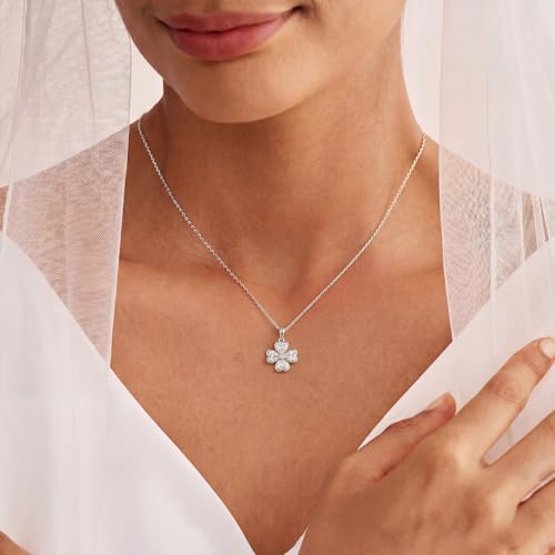 Dainty Gold Necklaces for Women Trendy Non Tarnish 14K Gold Plated Cubic Zirconia Necklace Layered Simple Cute Four Leaf Clover Choker Jewelry Birthday Gifts - color: Silver, style: Cable CZ
