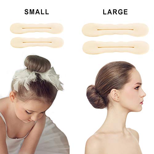 Beaute Galleria Magic 4 Pieces Beige Blonde Foam Sponge Twist Shapers, Hair Bun Maker, Hair Donuts for Ballet Buns (2 Small, 2 Large) - color: Beige