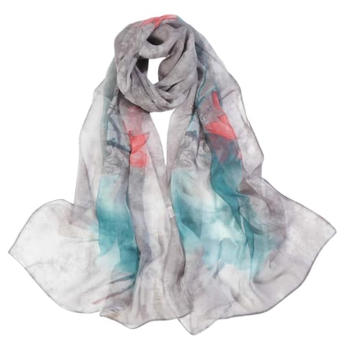 Xyueanlo Fashion Scarves for Women Lightweight Elegant Scarf Sunscreen Wraps Shawls - color: Plum Flower Orchid Grey