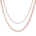 FOCALOOK 14K Gold Plated Necklaces for Women, Fashion Herringbone Choker Necklace Stainless Steel Flat Snake Chain 3/5MM(W) 12.5"/15"/18"+3.5"(L) - color: 5MM-15"&3MM-12.5" Layered-Rose Gold