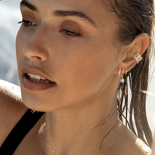 MTMY Gold Ear Cuff Earring for Women 14K Gold Plated Cubic Zirconia Non-Pierced Clip on Cartilage Chunky Ear Cuffs Hypoallergenic Jewelry - style: twist