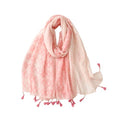 WaJuemy Travel Boho Scarf for Women Casual Lightweight Pashmina Scarves Fashion Multicolor Shawl Wraps with Fringed Beads - color: 201 Pink