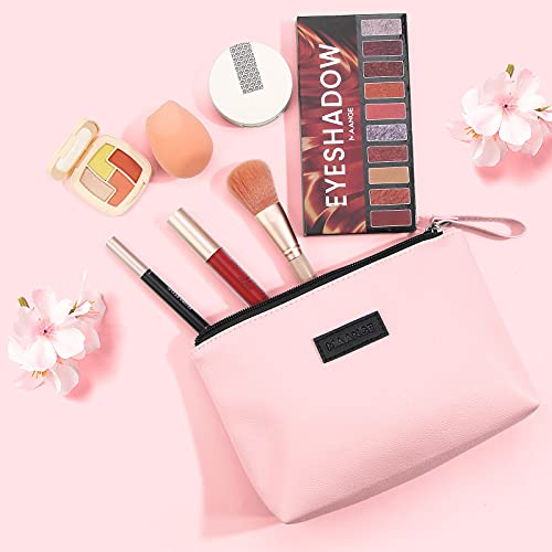 MAANGE Cosmetic Bags for Women Small Makeup Bag for Purse Pu Leather Makeup Pouch Travel Makeup Bag with Zipper Make Up Bag for Travelling - color: Pink
