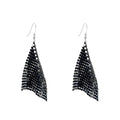 Sequin Earrings for Women Metal Mesh Grid Sequins Tassel Long Drop Dangle Earrings Trendy Charms Bridal Wedding Jewelry - color: Black